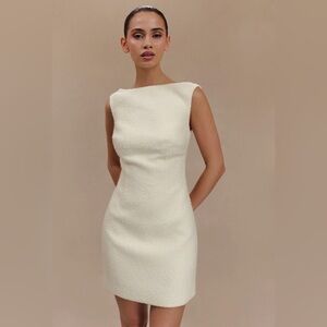 Meshki Cream Boucle Mini Dress